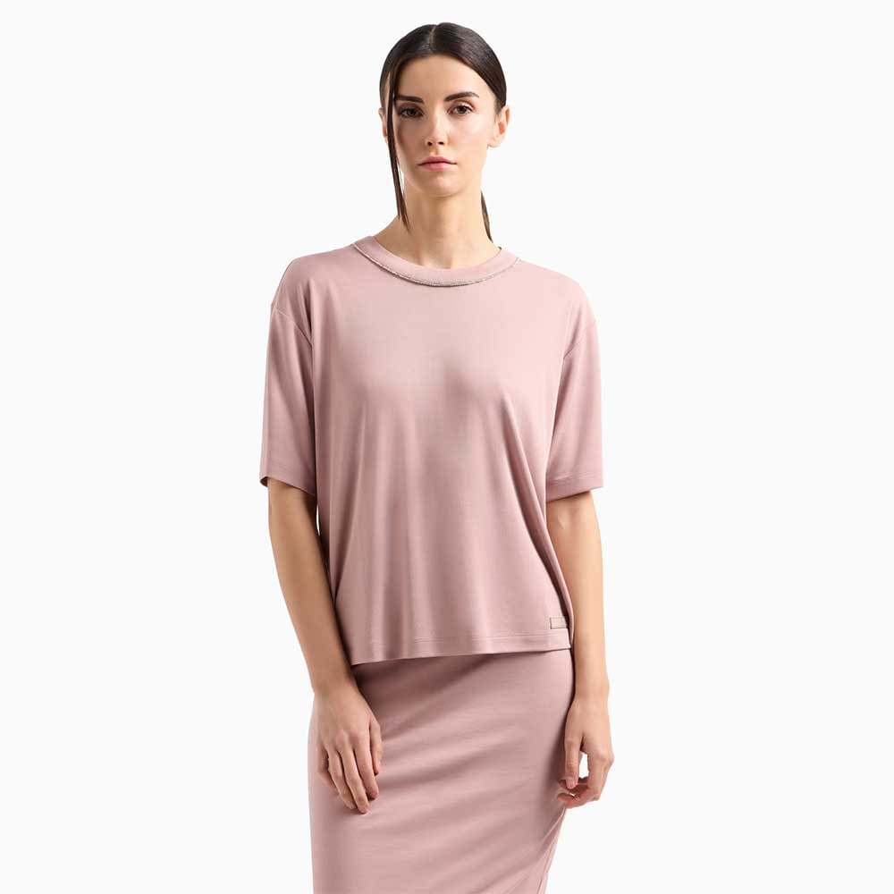 ДАМСКА ТЕНИСКА EA7 EMPORIO ARMANI 7W000340-U4079 PRECIOUS W TEE SS СВЕТЛОКАФЯВА - lotus-sport.bg